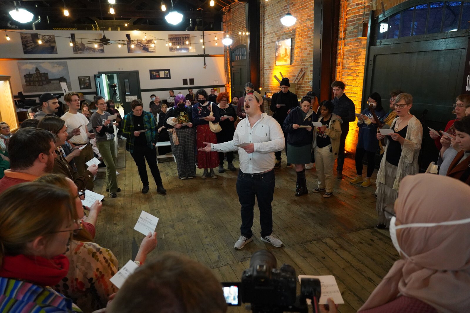 The Regenerate Orchestra performs during UMS' April residency at the Ypsi Freighthouse.