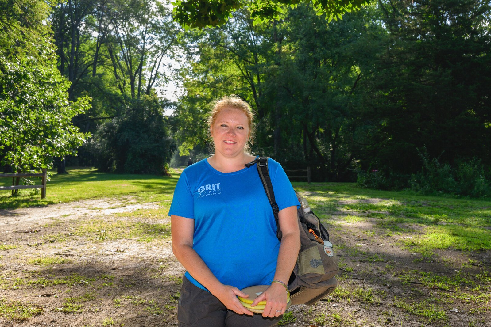 Grit and Grace Ladies Disc Golf Club director Jennifer Trombley at Red Hawk Disc Golf Course at Independence Lake County Park.