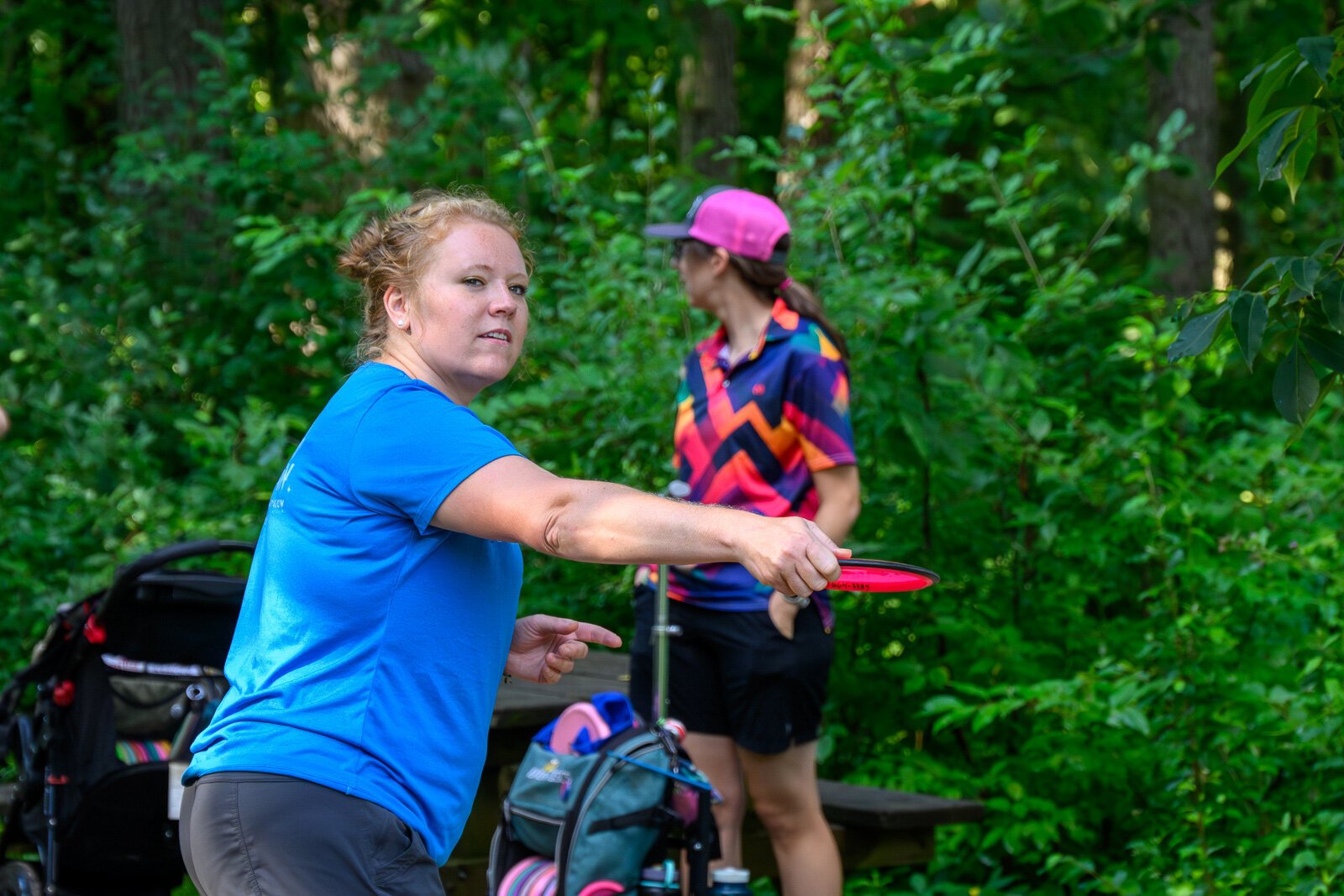 Grit and Grace Ladies Disc Golf Club director Jennifer Trombley at Red Hawk Disc Golf Course at Independence Lake County Park.