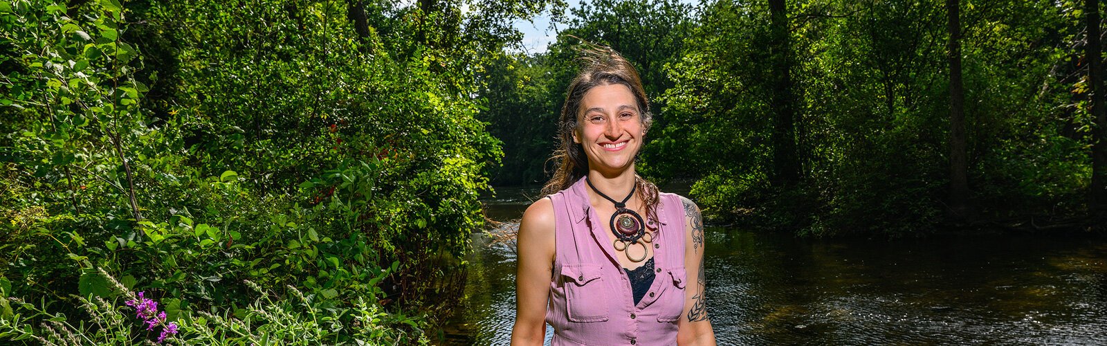 Ypsilanti resident Heather Wysor leads walking tours about the "re-wilding" of the Water Street property.