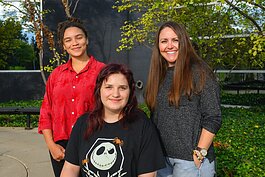 Brie Nikora, Rivers Brown-Danovi, and Kelly Scott at the Ypsilanti District Library-Whittaker.