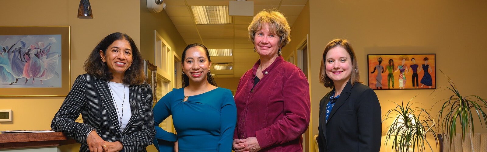 Jyoti Gupta, Lupe Cervantes, Marnie Leavitt, and Karen Zynda at The Women's Center of Southeastern Michigan.