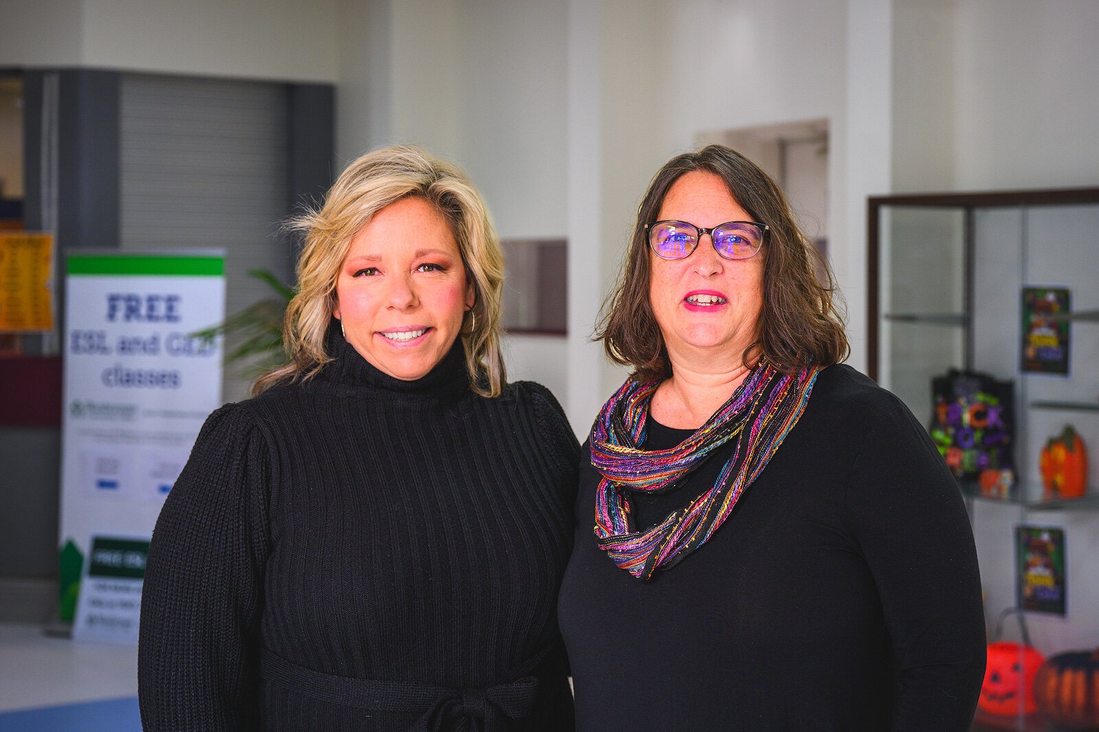 Ruthie Ferrier and Laurie Engleheart at the Ypsilanti Township Community Center.
