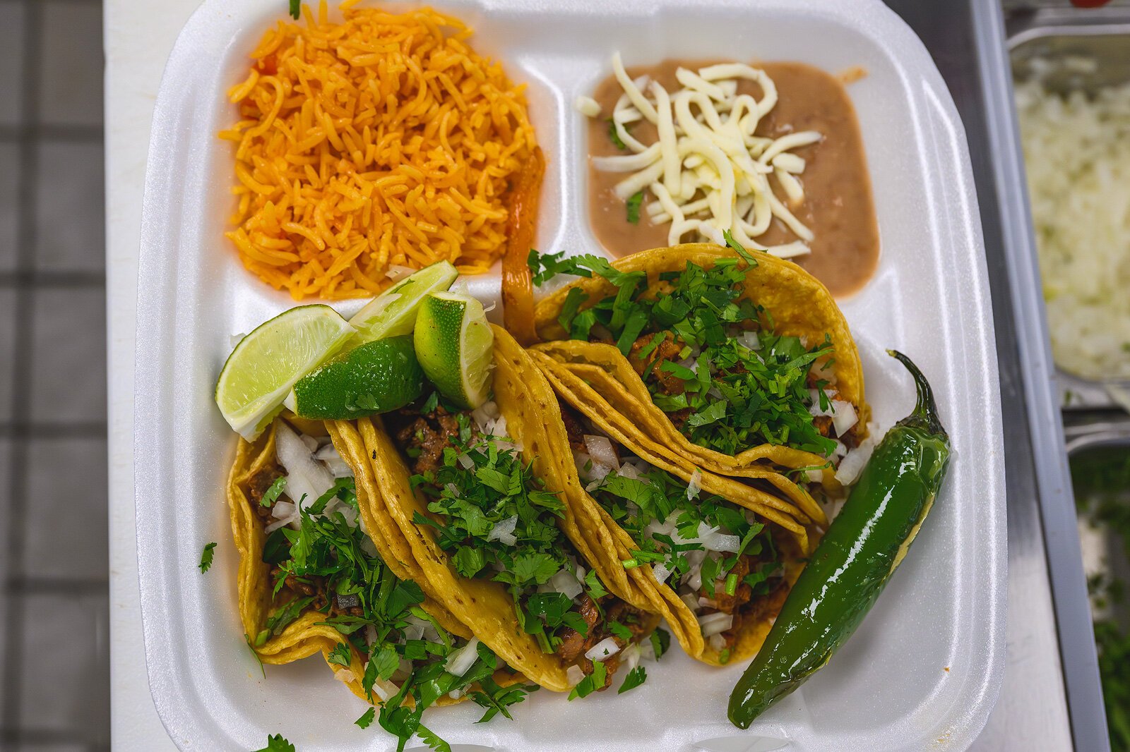 A taco plate at Dos Hermanos Mexican Grill.