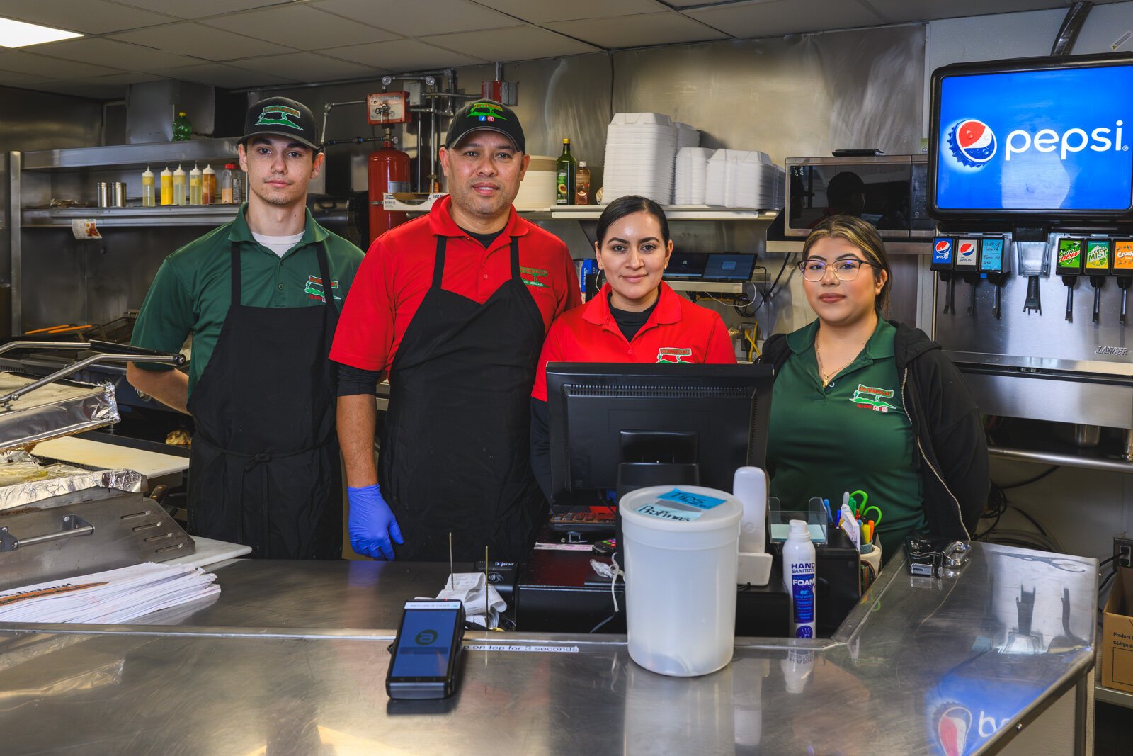 David Lehrmann, Reyes Arreola, Adrianna Aleman, and Areli Beraza at Dos Hermanos Mexican Grill.