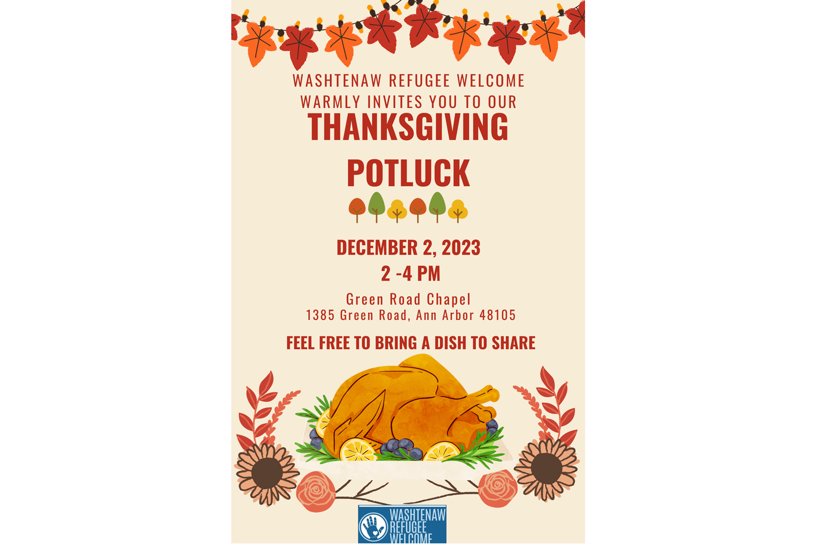 Thanksgiving potluck flyer