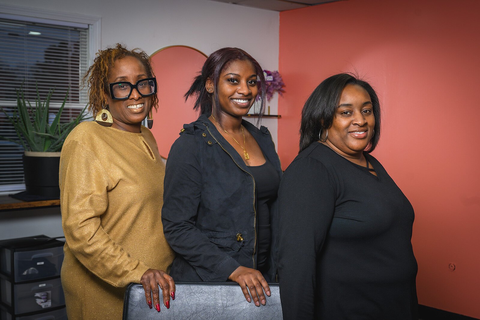 Lynnette Jordan-Burrell, Lauryn Jordan, and Jasmin Jordan at Forever Beauty Co. Salon and Spa.