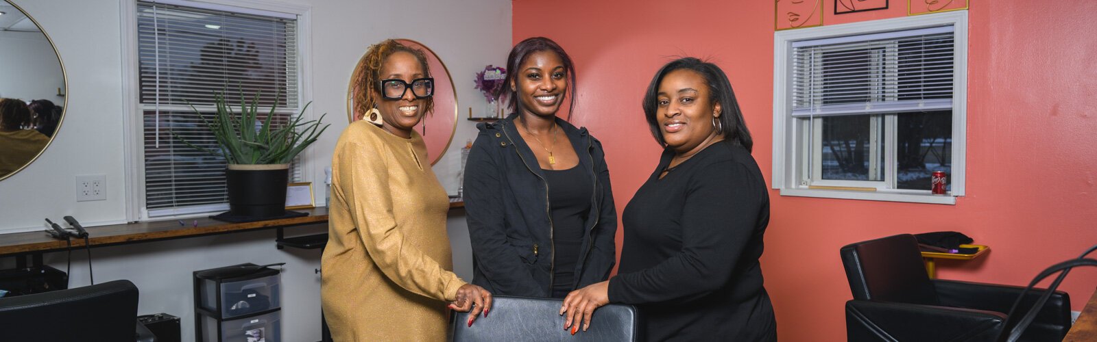 Lynnette Jordan-Burrell, Lauryn Jordan, and Jasmin Jordan at Forever Beauty Co. Salon and Spa.