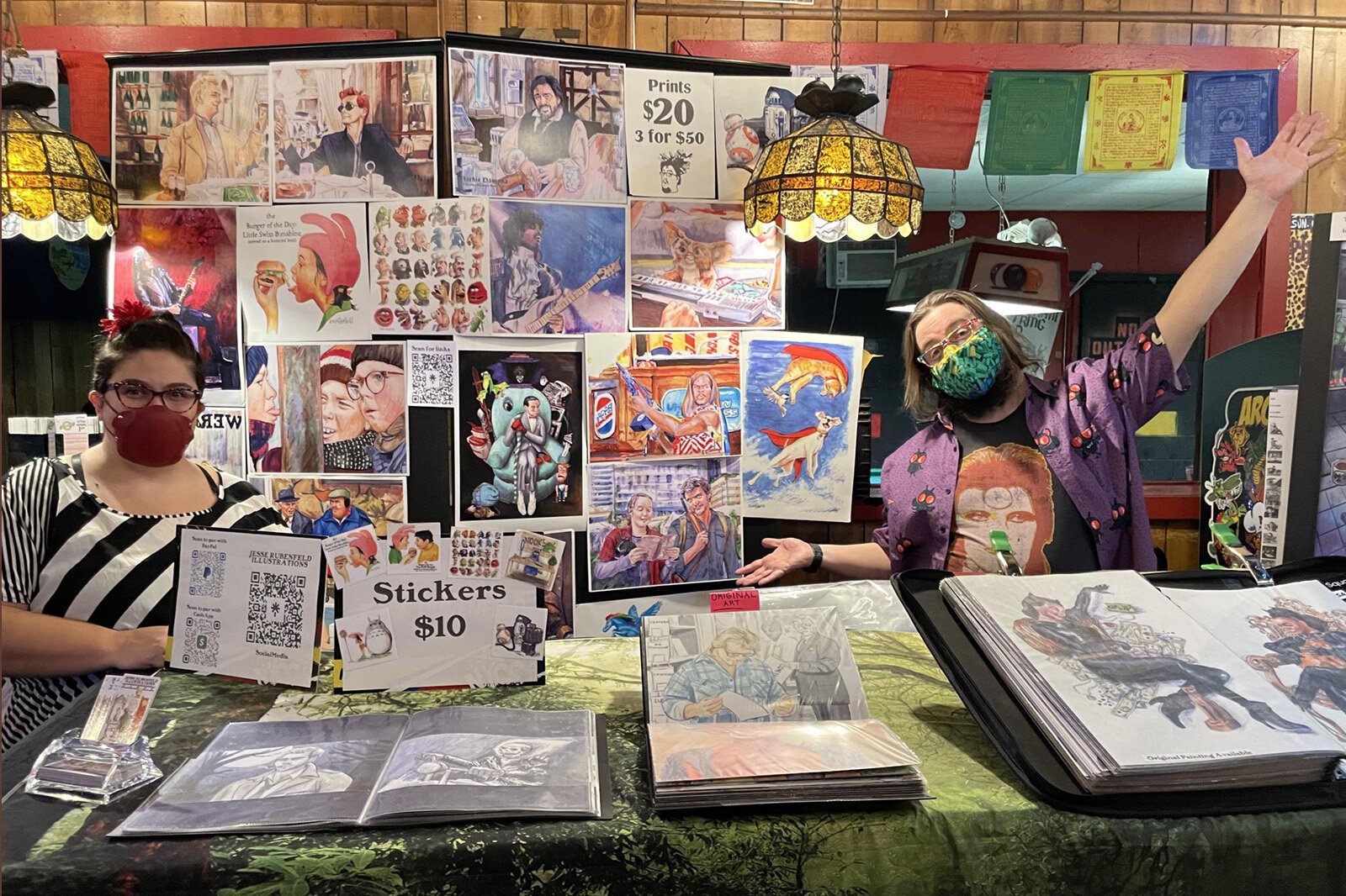 Katie Russ and Jesse Rubenfeld of Jesse Rubenfeld Illustrations at the November Night Market.