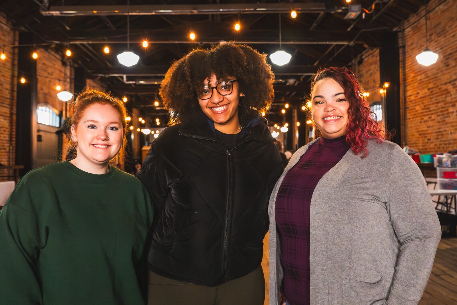 Kate Holcomb, Amari Aaron, and Tajalli Hodge at the Ypsilanti Freighthouse.