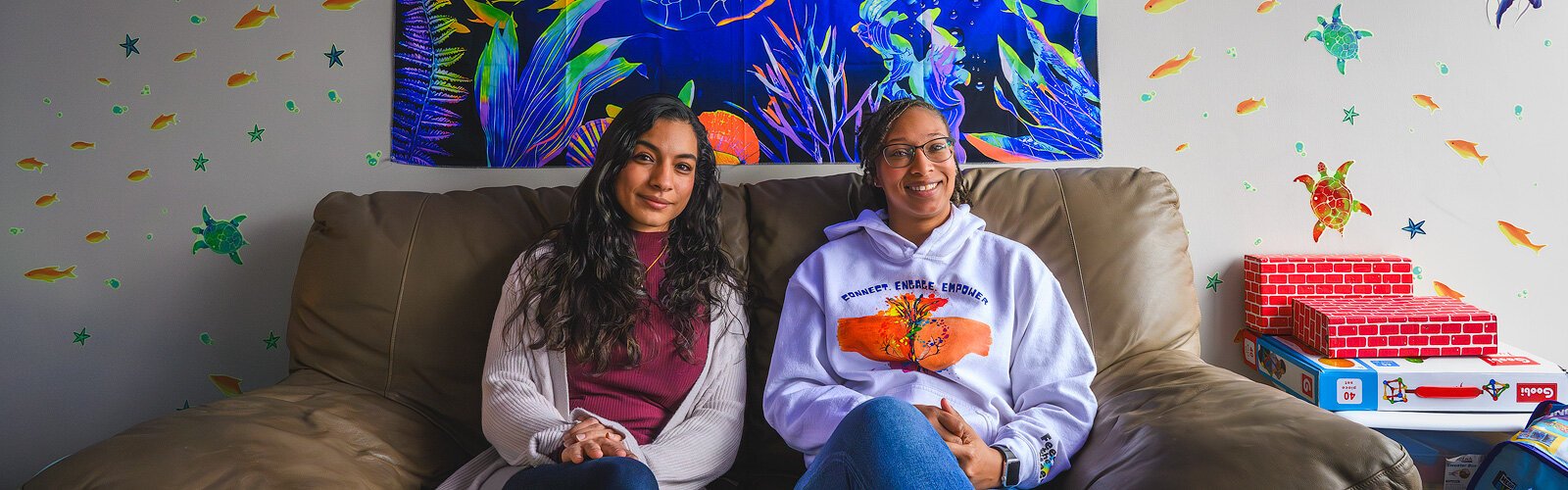 L to R Zee Kennedy and Tiana Haygood at Feed The Need Sensory Zone at Unique Care Connect Community Center.