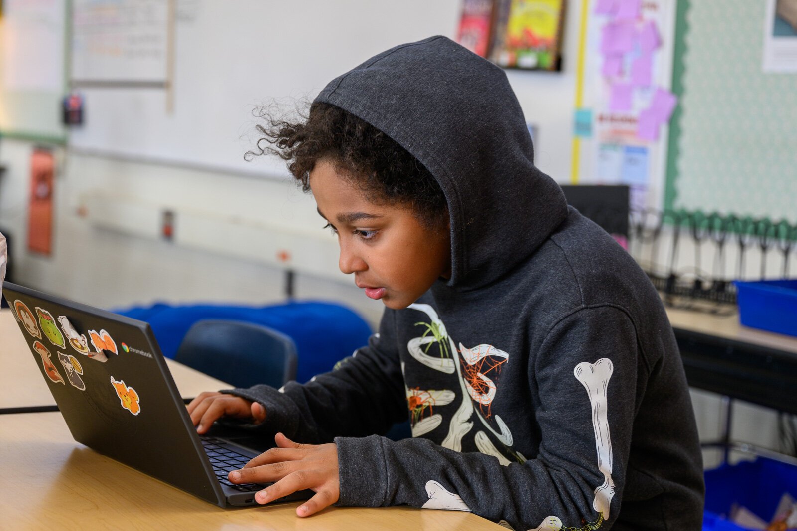 5th grade YIES students in Melanie Eccles' class working on their capstone projects.