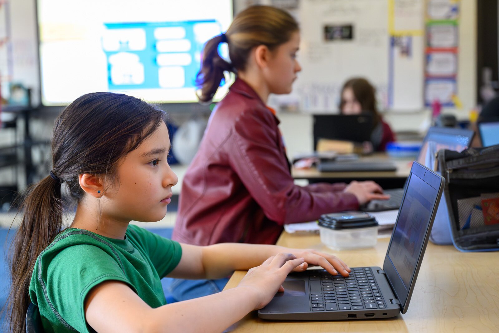 5th grade YIES students in Melanie Eccles' class working on their capstone projects.