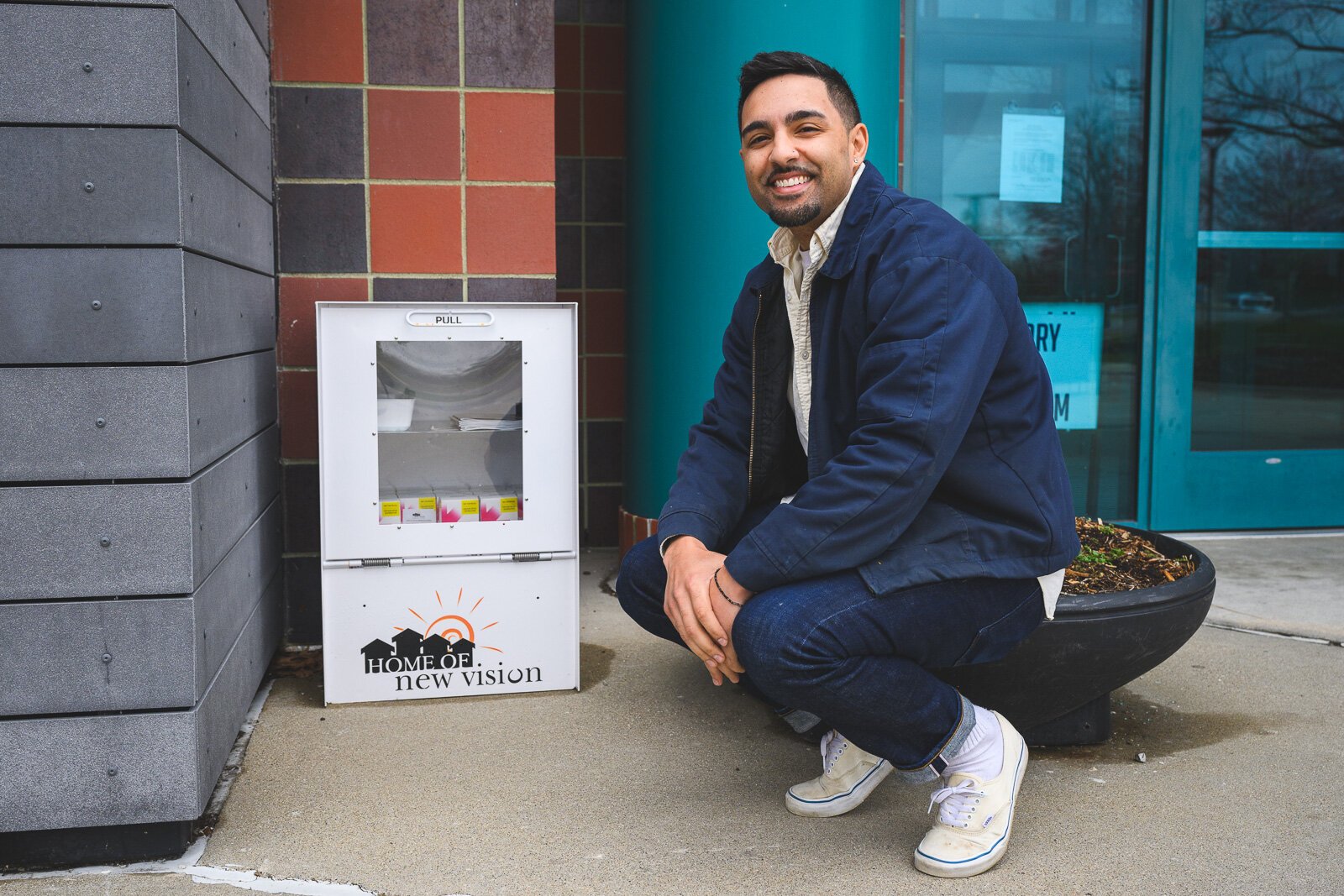 Home of New Vision’s Chris Sudduth with a naloxone vending machine at YDL's Whittaker Road branch.