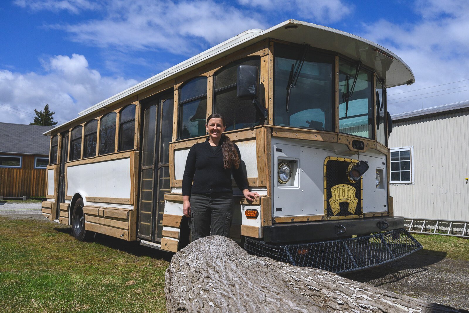 Kristen Muehlhauser with the future Raindance Organic Farm roadside stand.