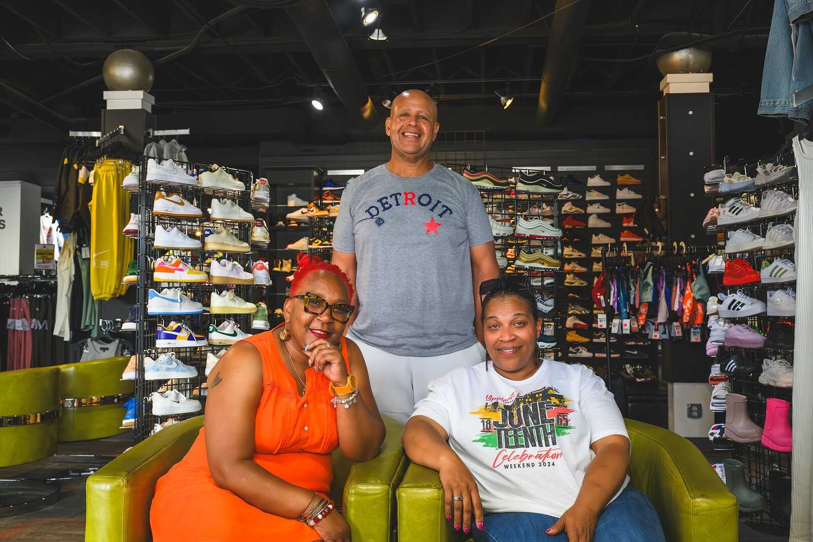Cherisa Allen, Puffer Reds owner Eric Williams and Trisché Duckworth at Puffer Reds.