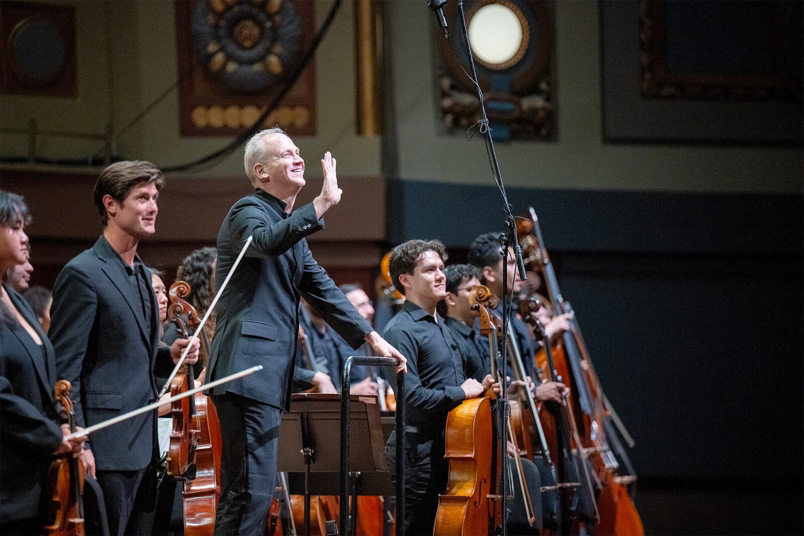Carlos Miguel Prieto conducting a UMS performance of "Venus in the Mirror" at Hill Auditorium.