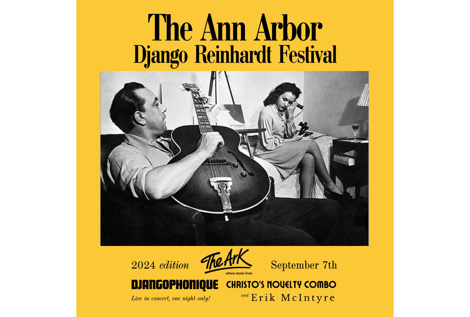 A poster for the Django Reinhardt Festival.