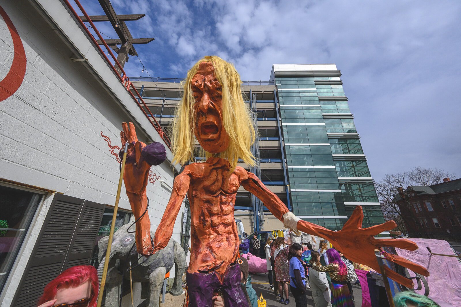 An Iggy Pop puppet at FestiFools in downtown Ann Arbor.