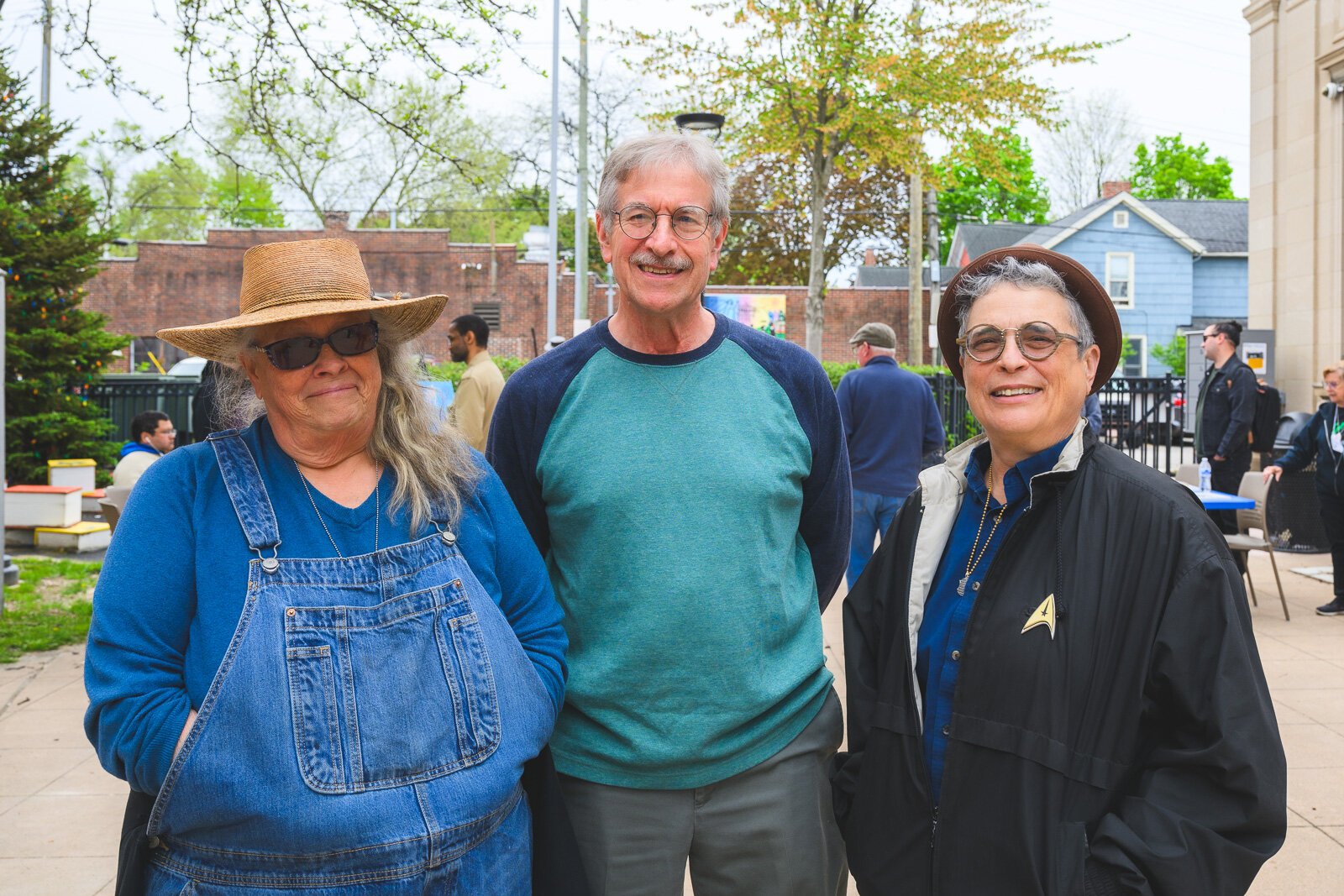 People gathering at the Ypsilanti District Library Michigan Avenue branch before A Great Day in Ypsi photo shoot.