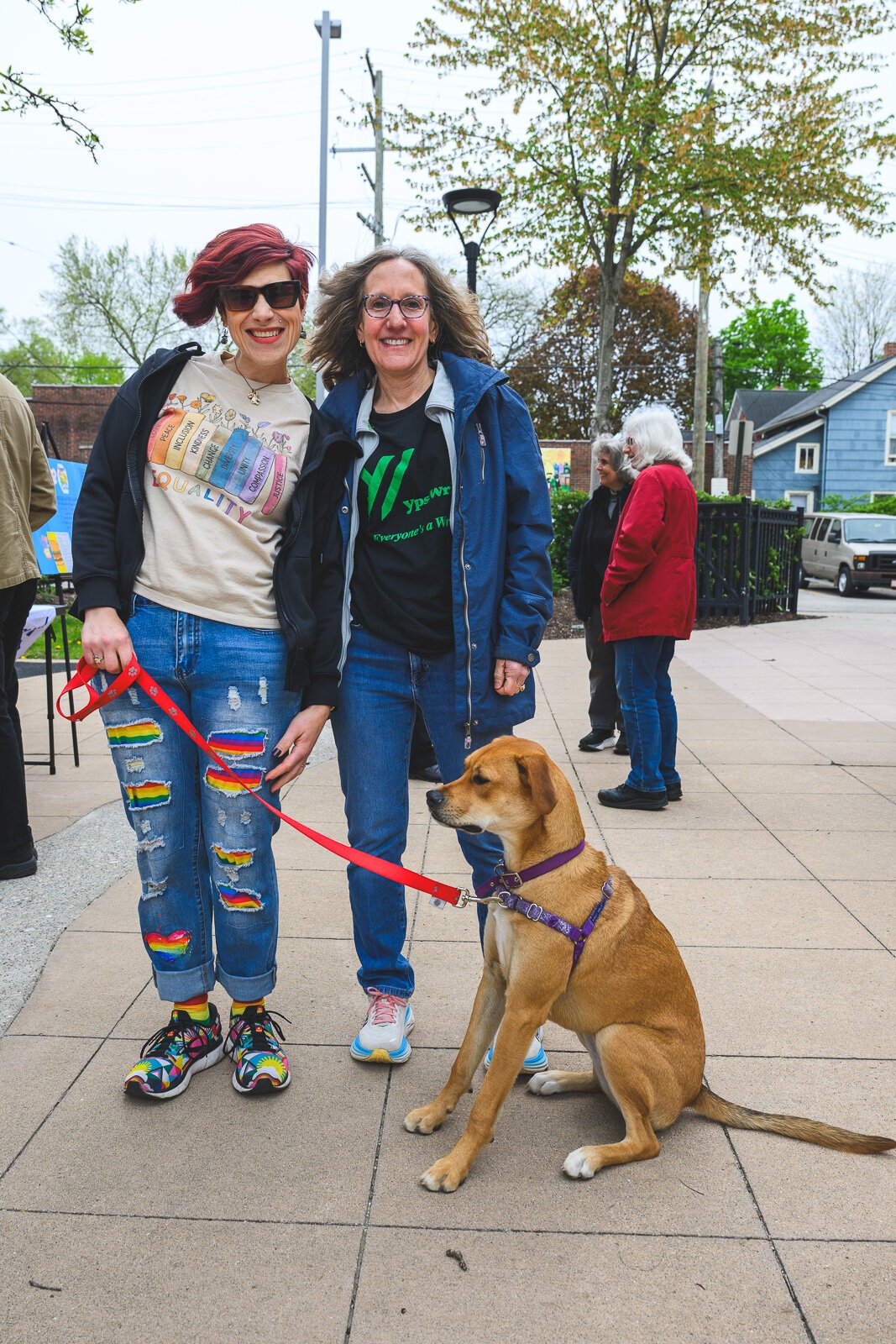 People gathering at the Ypsilanti District Library Michigan Avenue branch before A Great Day in Ypsi photo shoot.
