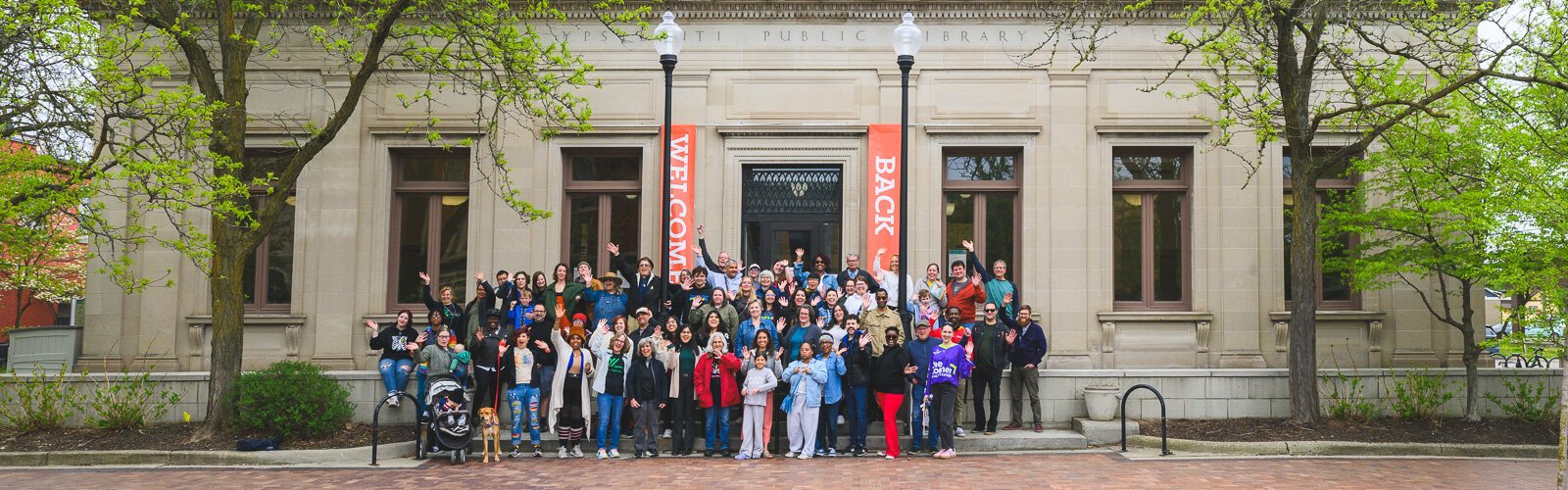A Great Day in Ypsi on the steps of the downtown branch of the Ypsilanti District Library.