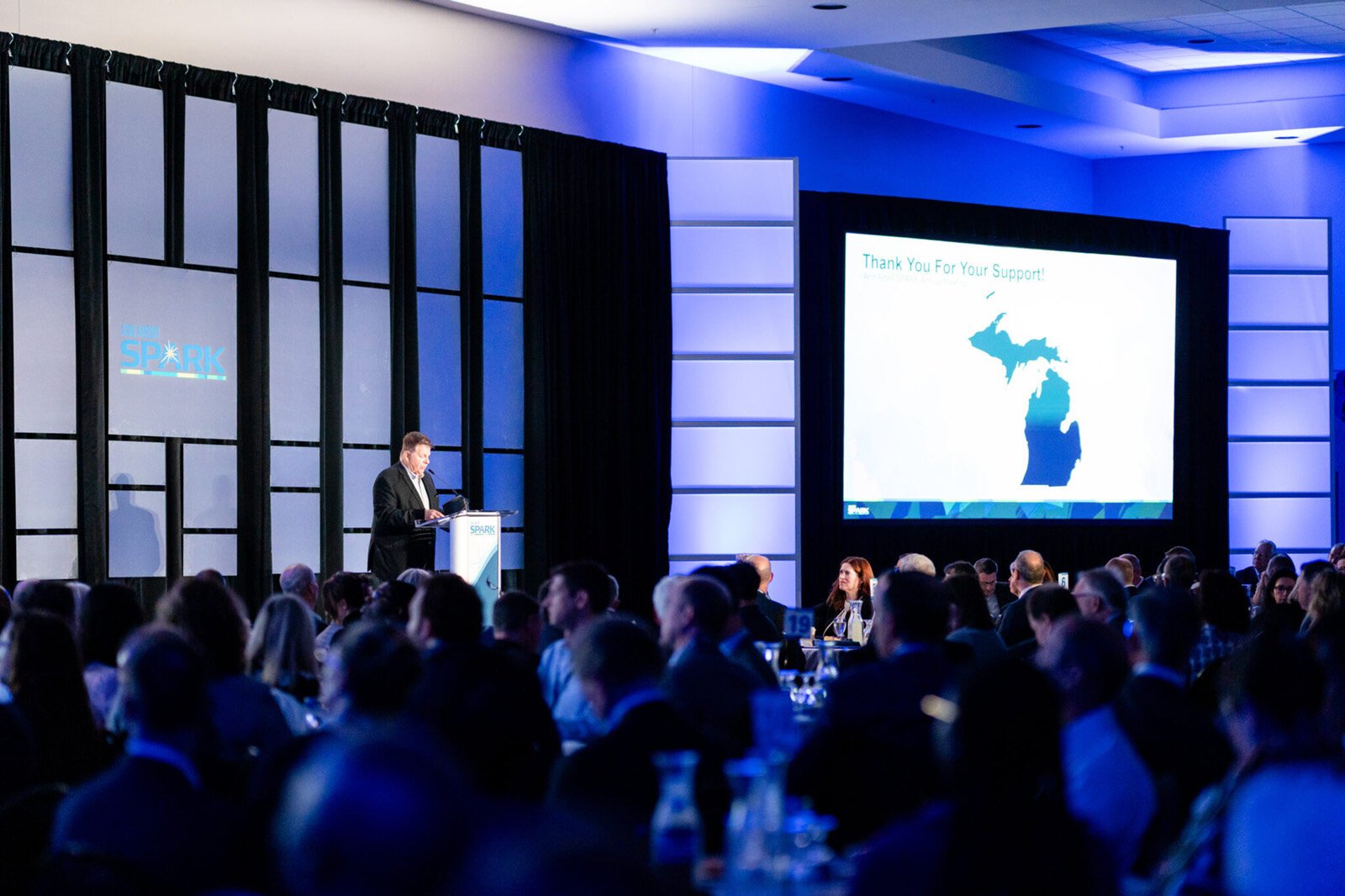 Ann Arbor SPARK President and CEO Paul Krutko speaks at SPARK's annual meeting.
