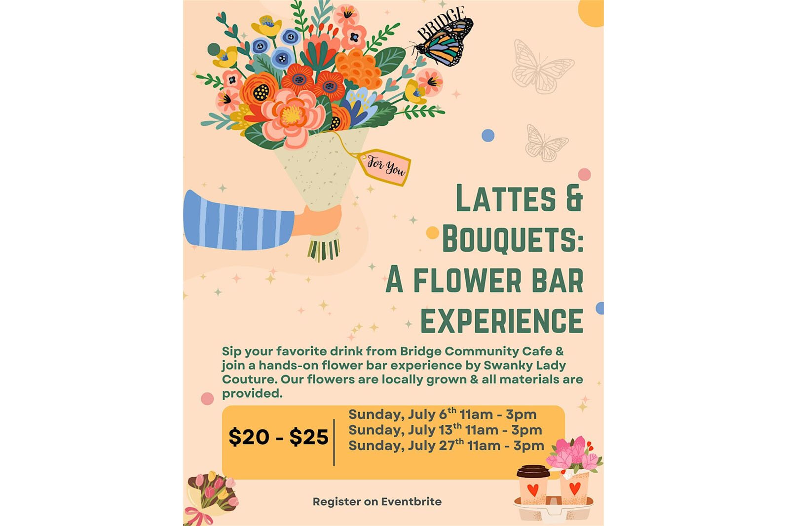 A flyer for Lattes and Bouquets.