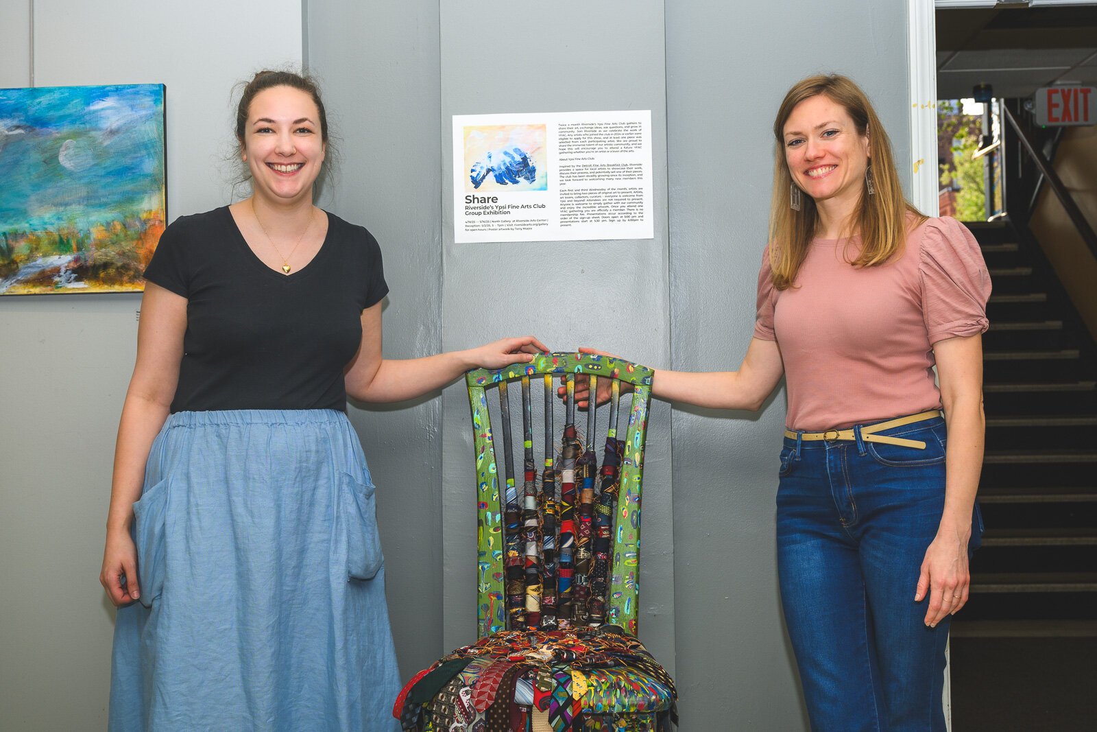 Maggie Spencer and Elizabeth Warren at "Share: An Ypsi Fine Arts Club Exhibition."