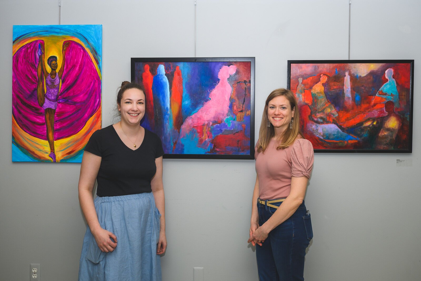 Maggie Spencer and Elizabeth Warren at "Share: An Ypsi Fine Arts Club Exhibition."
