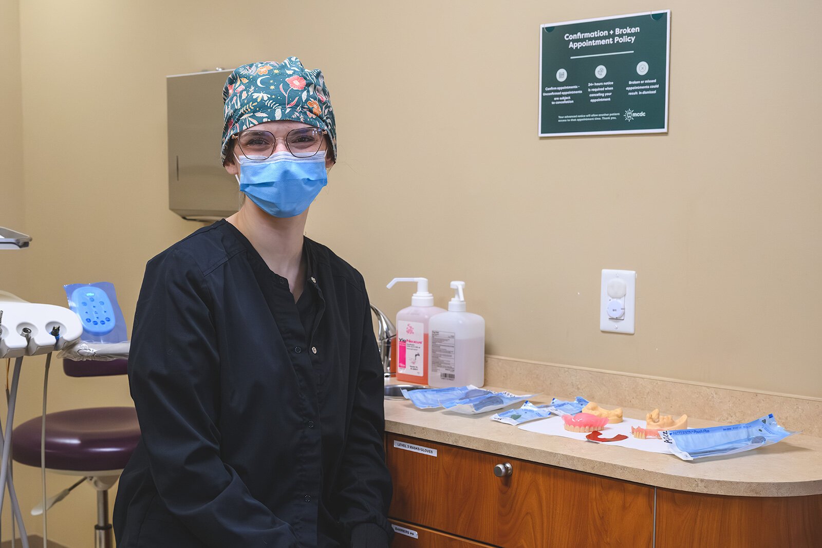 Dental Assistant Shelby Spaulding at the Trinity Health Haab Health building's dental clinic.