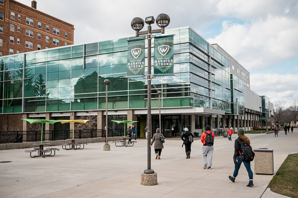 Students at the Wayne State University campus