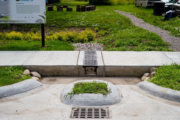 The Hamilton Rainscape is a large rain garden, using landscaping and plantings to divert water from the city’s combined sewer system.