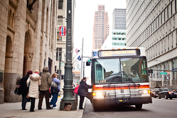 SMART bus in downtown Detroit