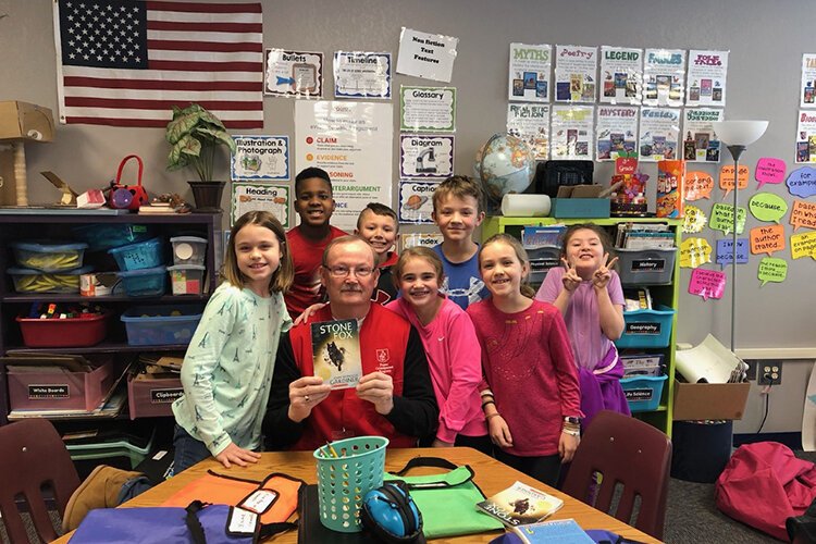 "Grandpa Rick" Rick Fockler's first book club in 2018 reading "Stone Fox" by John Reynolds Gardiner.