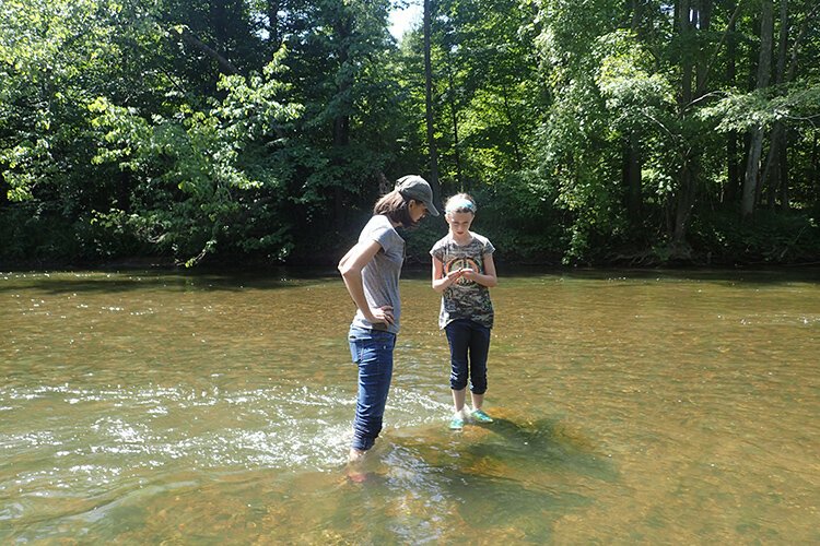 Cameron Szok and her daughter Virginia Szok at the Szok Riverbend Preserve, 2018.