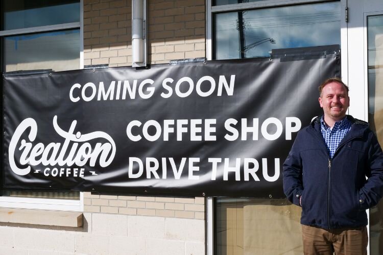 Creation Coffee co-founder Jacob Spence stands in front of their new Mt. Pleasant location at 1720 Unit A on Mission Street.
