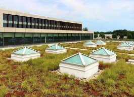 This green roof is an example of a green stormwater infrastructure at corporate headquarters of Johnson Controls, Inc. in Glendale, Wisconsin.