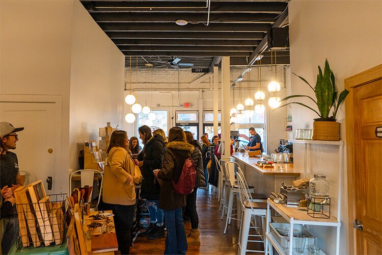 Pleasant City Coffee hosts pop-ups from local vendors during the Ladies’ Day Out event in downtown Mt. Pleasant, Saturday, Nov. 12. (Photo: Addy Wachter/Epicenter)