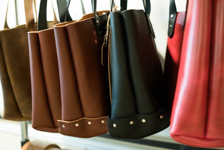 Tote bags are among Memento Leather Co.'s most popular items.