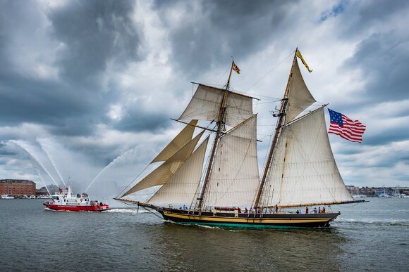 The Pride of Baltimore II is a topsail schooner that has appeared in every Bay City Tall Ships festival since 2001.