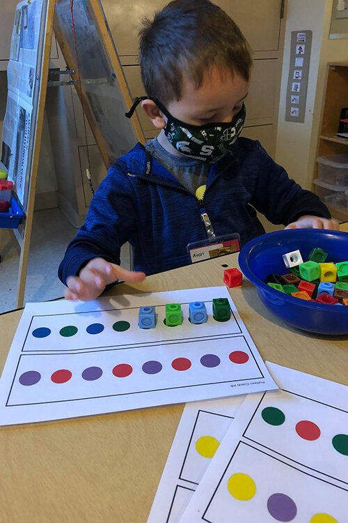 A child attends the ICDC preschool during the pandemic. 