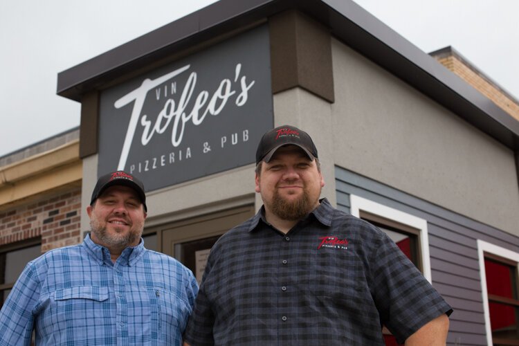 Longtime friends Tim Chaffin (left) and William Baird, opened Vin Trofeo's Pizzeria & Pub in Mt. Pleasant on Sept. 13, 2019.