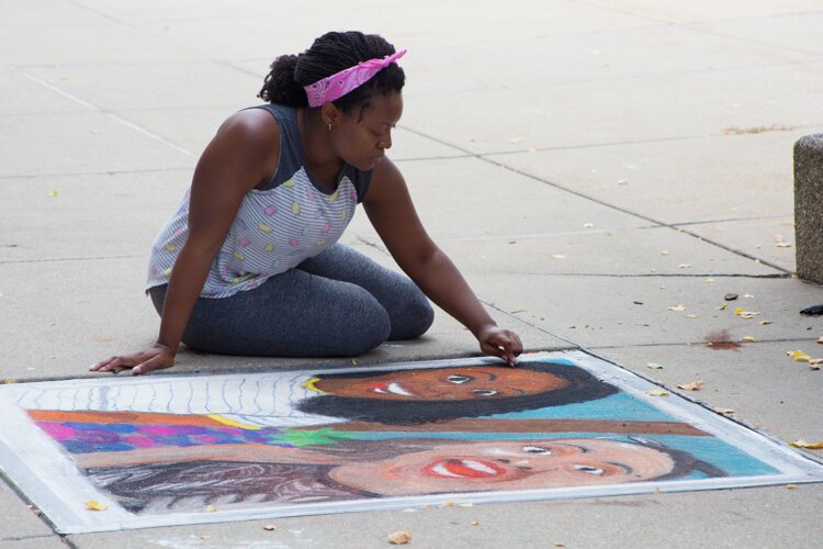 “There was a session on Wednesday where they gave us our supplies … and one of the girls who works at Art Reach showed us a lot of techniques, which is stuff I hadn’t heard before,” says Leah Coicou, who created this piece with Erika Squanda.