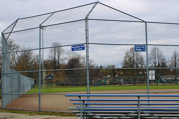 The open-air ice rink will be constructed on the Kaye Bouck Youth Baseball Field in Island Park Field #1.