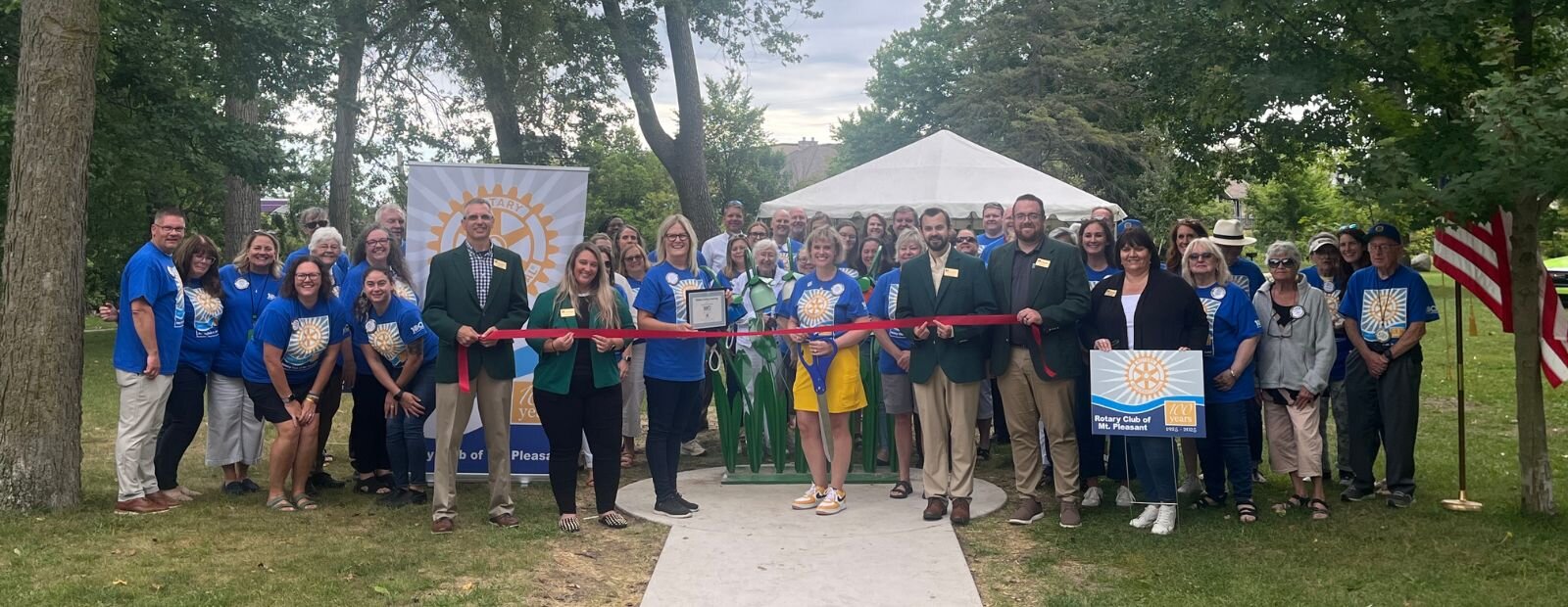 On Aug.18, the Rotary Club of Mt. Pleasant held a ribbon cutting to unveil their centennial sculpture, Kinderbells, at Nelson Park.