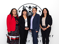 The Saginaw Chippewa Indian Tribe first all-female executive council (left to right) Council Secretary Martha Wemigwans, Sub-Chief Jennifer Wassegijig, Chief Theresa Peters Jackson, Treasurer Gayle Ruhl.