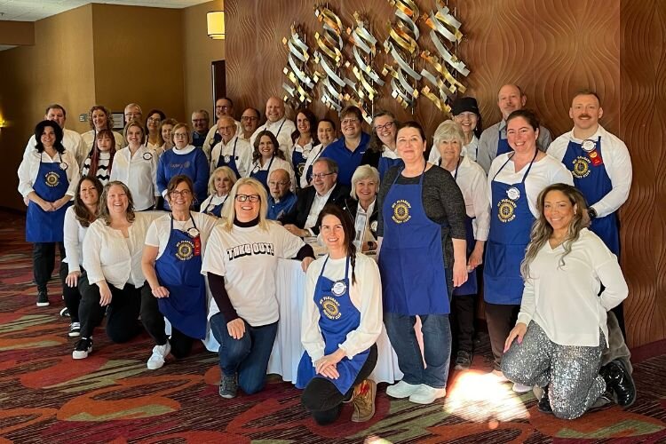 Group photo of Rotarians at the 61st Annual Rotary Beef Tenderloin & Turkey Dinner (Feb. 2024 at Comfort Inn).