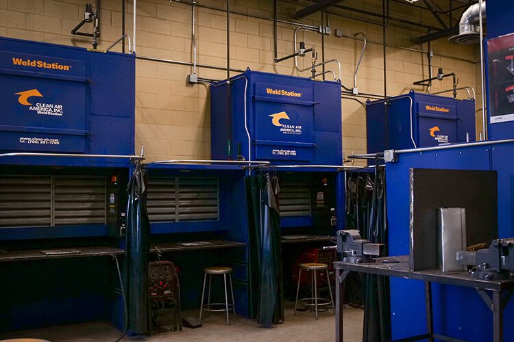 Equipment inside the Welding Lab at the Morey Technical Education Center at MidMichigan College.