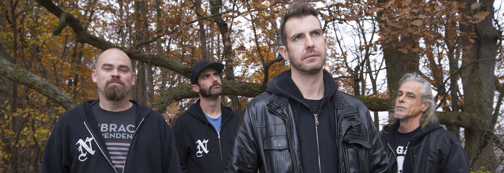 Members of the metal band Nagazi pose for a photo. From left to right: guitarist/vocalist Doug McGuire, drummer/vocalist Jeff Hafer, vocalist Joe Hafer, and guitarist/vocalist Matt Ruffino.